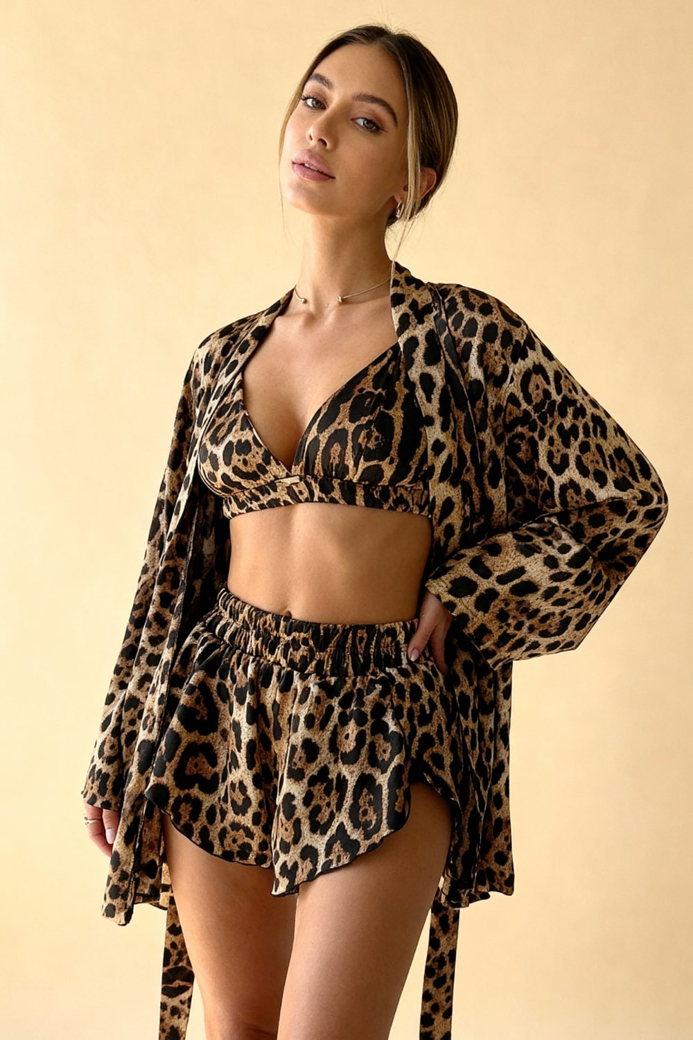 פיג׳מת סאטן 3 חלקים לימור